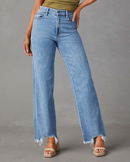 Women's Fashion Simple Tassel Straight-leg Trousers