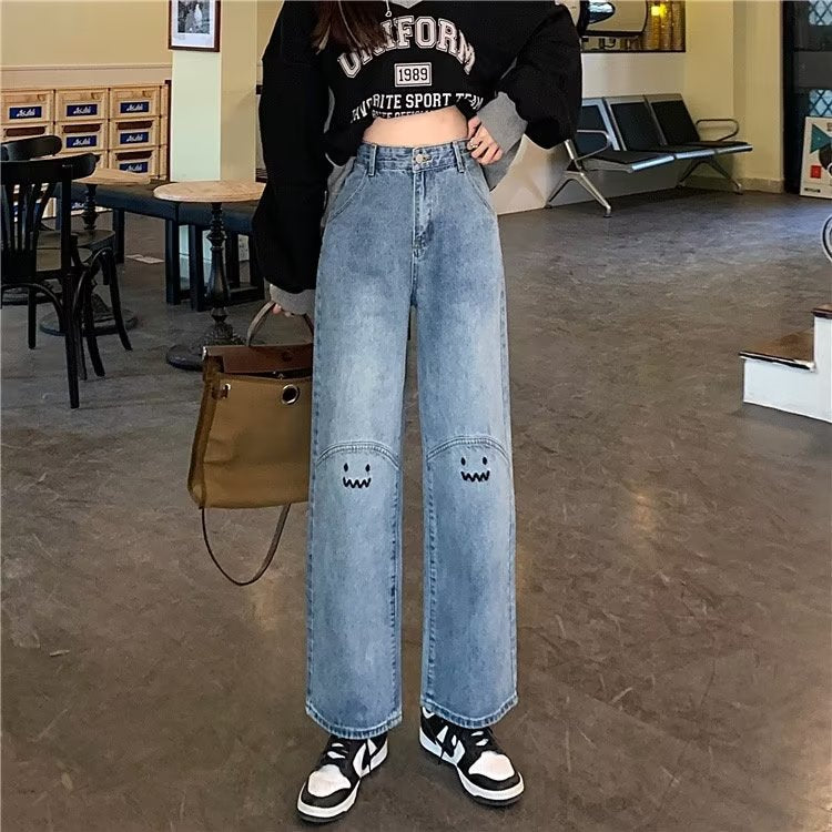Chubby Girl Wear Plus Size Straight Jeans For Women