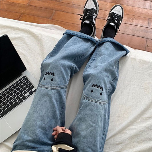 Chubby Girl Wear Plus Size Straight Jeans For Women