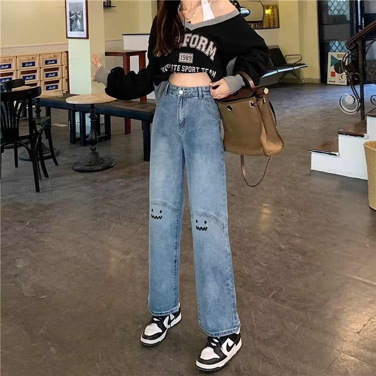 Chubby Girl Wear Plus Size Straight Jeans For Women