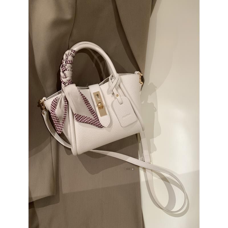 Litchi Pattern Soft Leather Portable Tote Bag