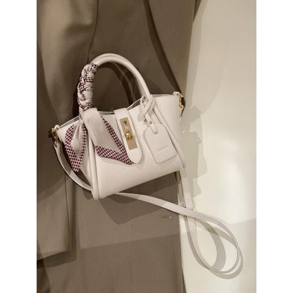 Litchi Pattern Soft Leather Portable Tote Bag
